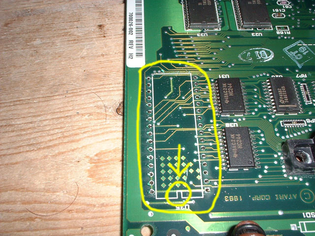 Board with chip removed