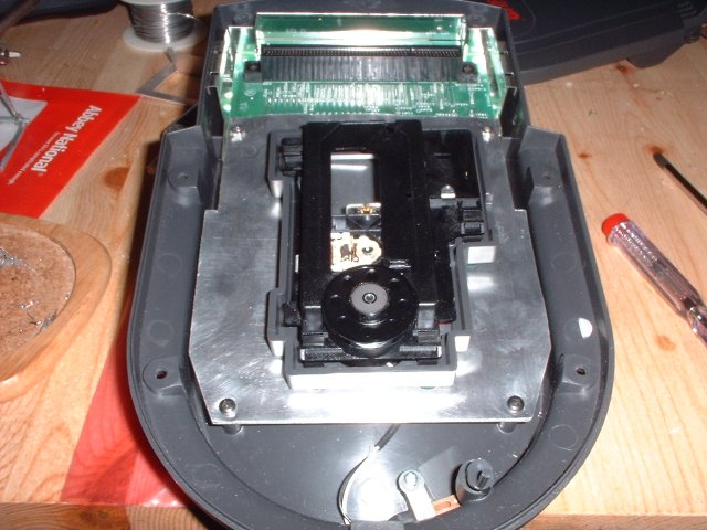 The PCB in the casing with the new transport fitted