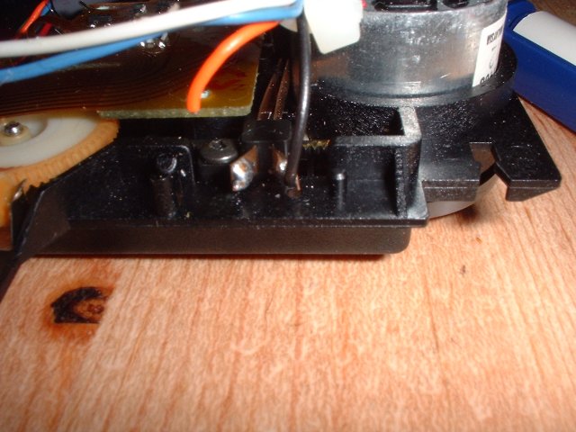 Closeup of zero switch with broken wire